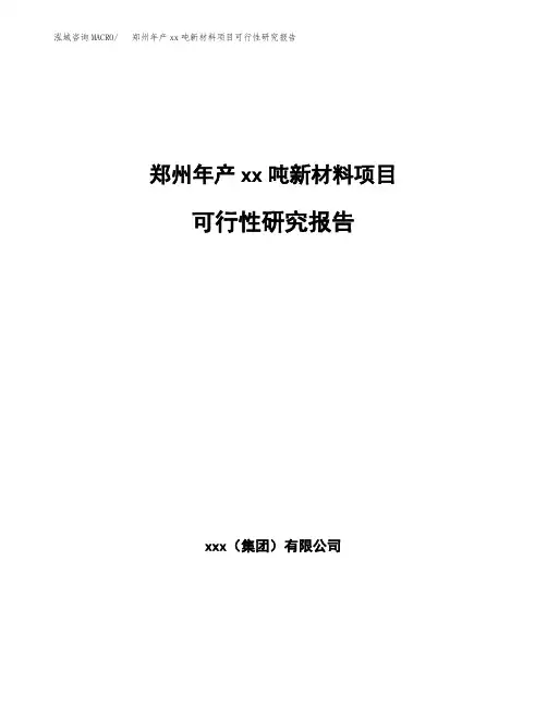 郑州年产xx吨新材料项目可行性研究报告