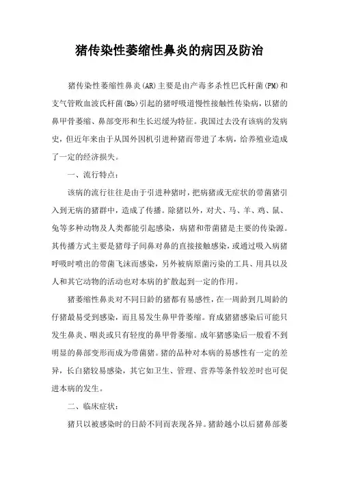 猪传染性萎缩性鼻炎病因及防治