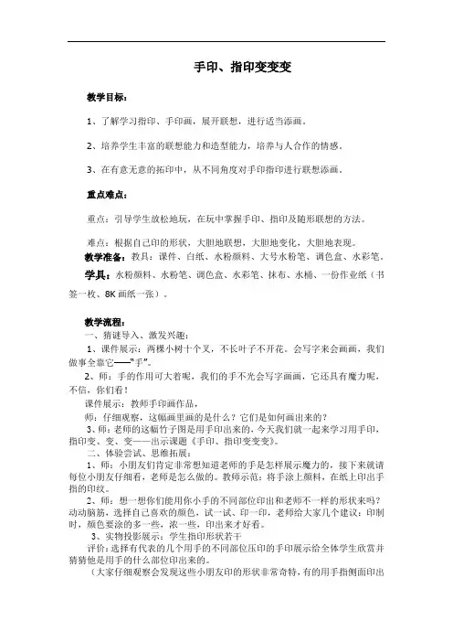 手印、指印变变变