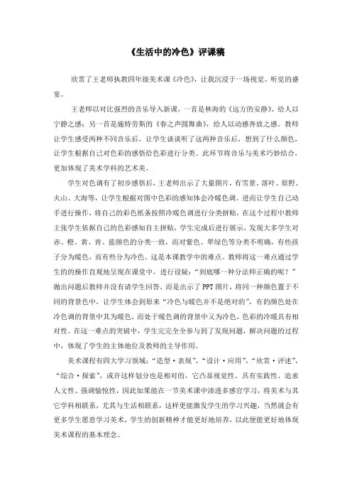 《生活中的冷色》评课稿