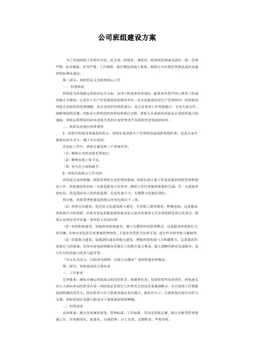 公司班组建设方案