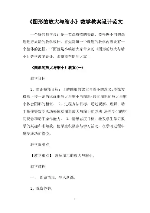 《图形的放大与缩小》数学教案设计范文.doc