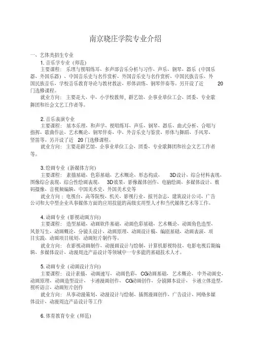 南京晓庄学院专业介绍