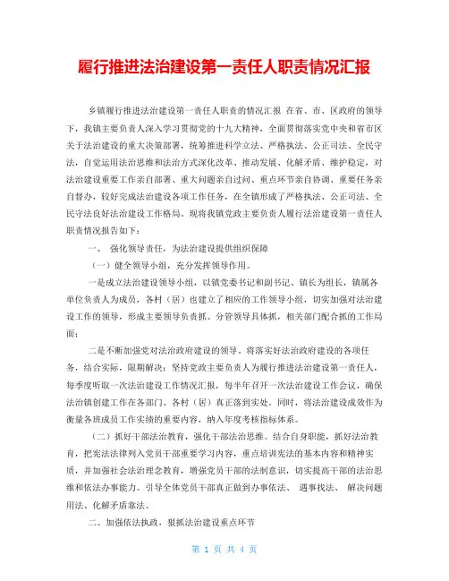 履行推进法治建设第一责任人职责情况汇报