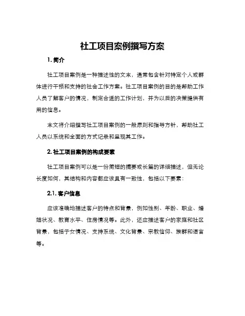 社工项目案例撰写方案