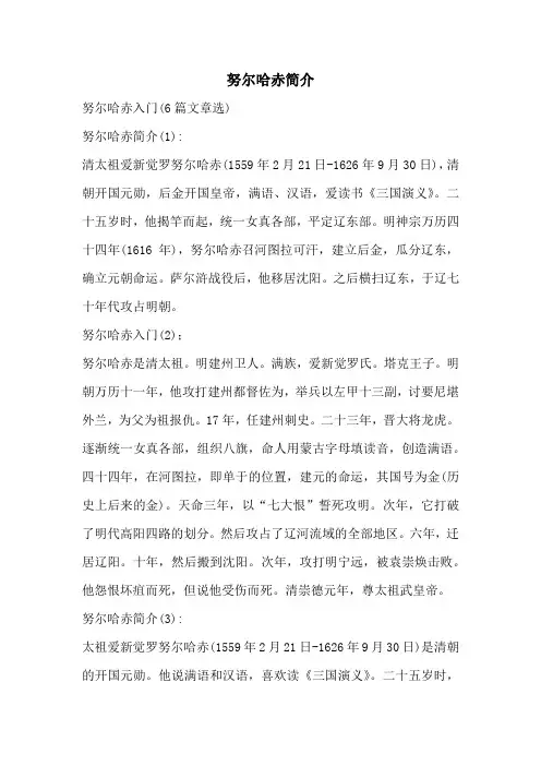 努尔哈赤简介