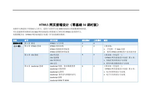 《HTML5网页前端设计》教学大纲