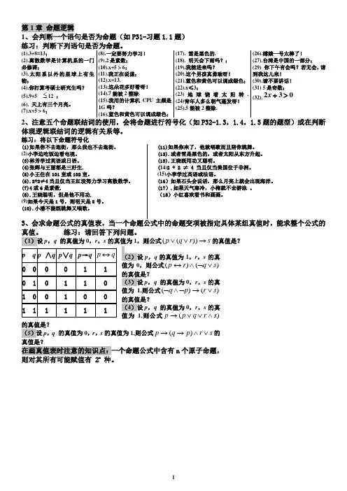 第1章 命题逻辑要点