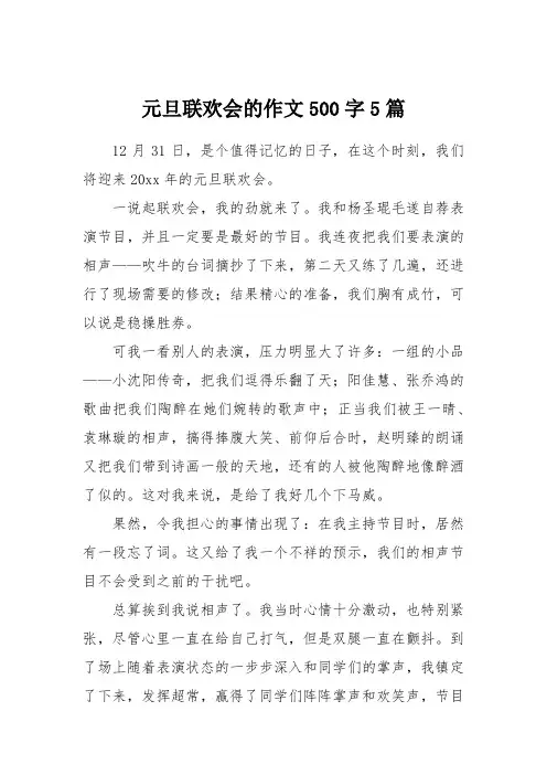 元旦联欢会的作文500字5篇