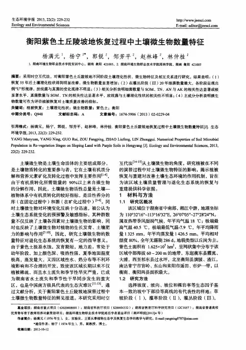 衡阳紫色土丘陵坡地恢复过程中土壤微生物数量特征