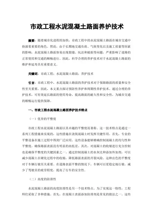 市政工程水泥混凝土路面养护技术