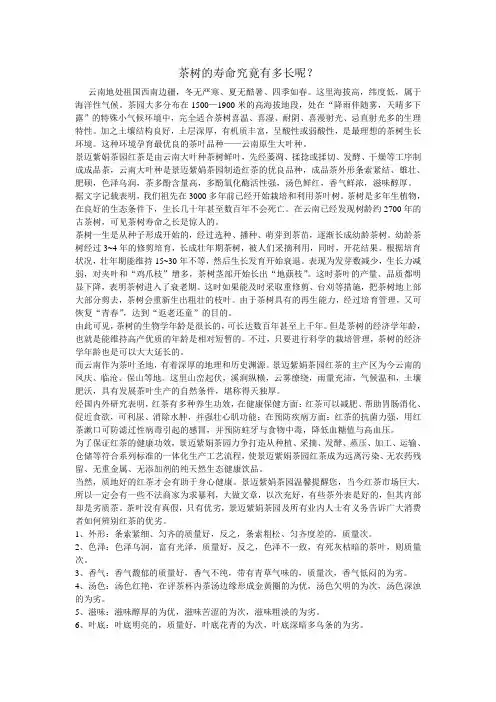 茶树的寿命究竟有多长呢？