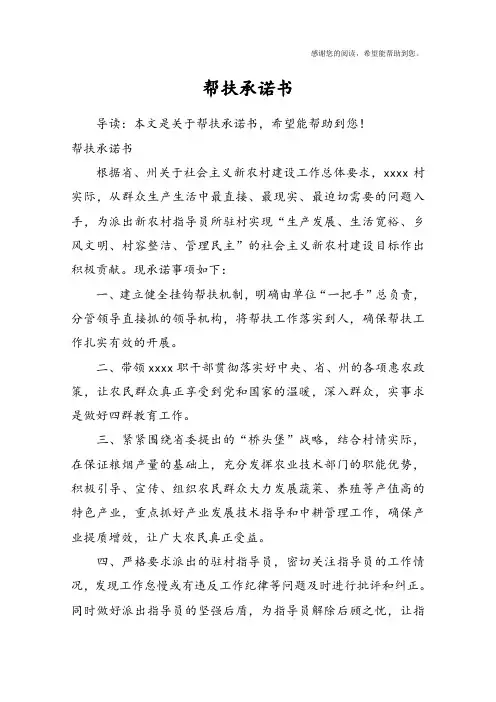 帮扶承诺书
