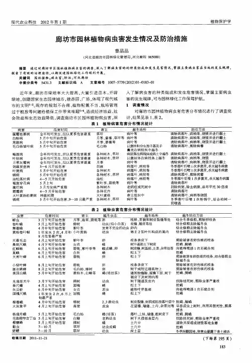 廊坊市园林植物病虫害发生情况及防治措施