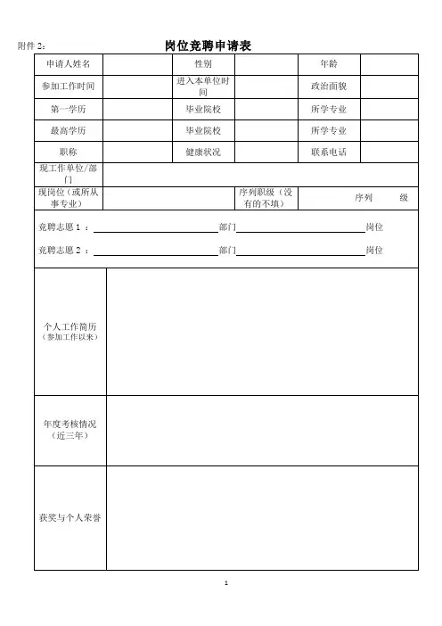 岗位竞聘申请表