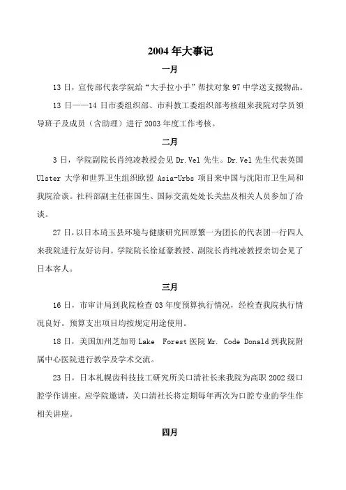 2004年大事记 一月