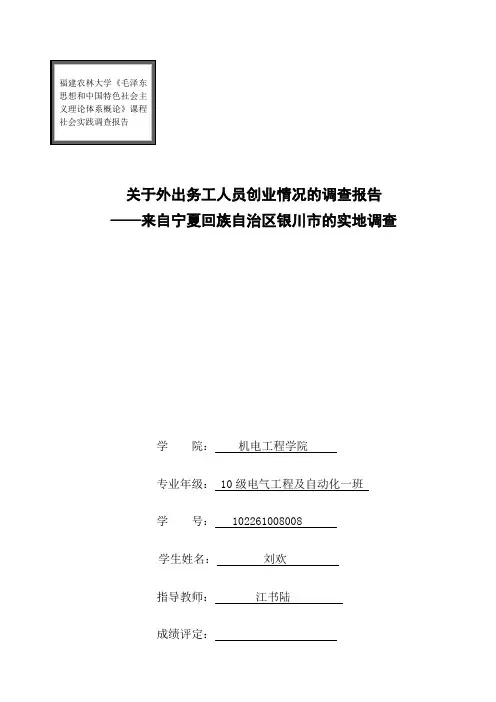 关于农民工返乡创业情况的调查报告