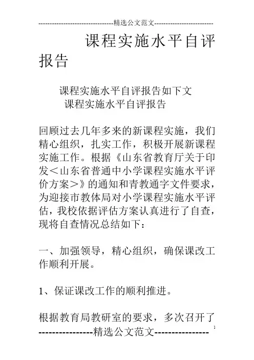 课程实施水平自评报告