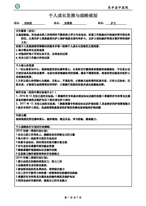 个人成长与发展战略规划模板151110 (2)