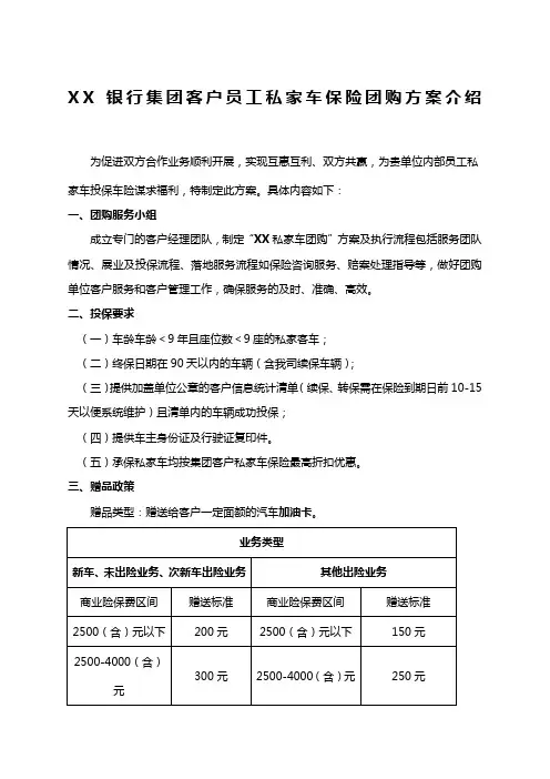 集团客户私家车保险团购方案