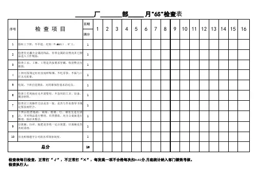 6S月检查表