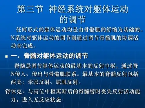 内蒙古农业大学动物生理学课件第八章第三节  神经系统对躯体运动的调节