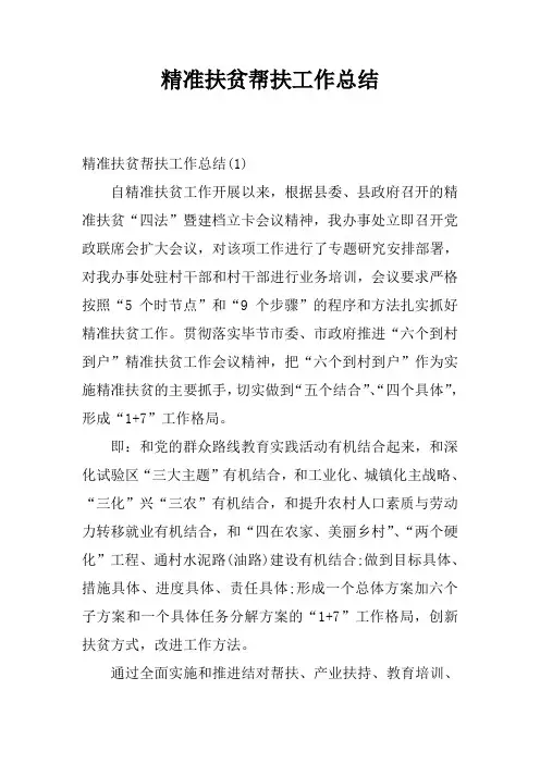 精准扶贫帮扶工作总结