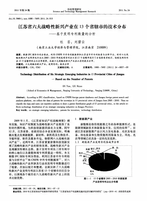 江苏省六大战略性新兴产业在13个省辖市的技术分布——基于发明专利数量的分析