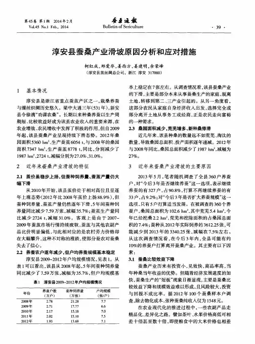淳安县蚕桑产业滑坡原因分析和应对措施