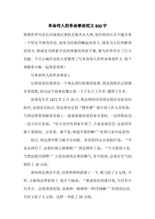 最新革命伟人的革命事迹范文800字