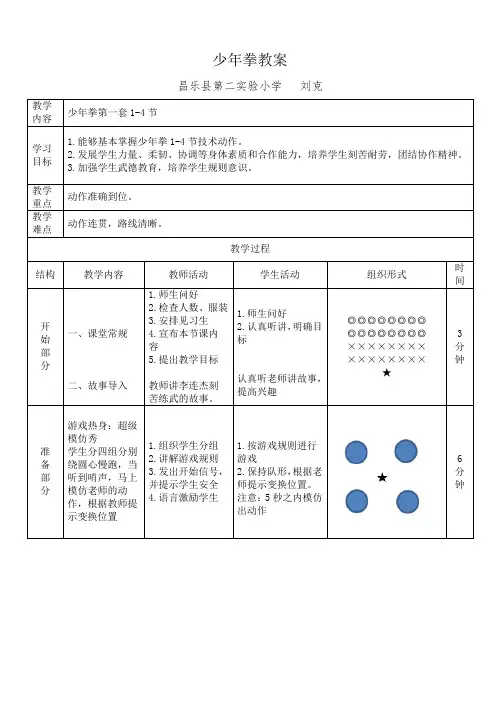 武术《少年拳1-4》教案