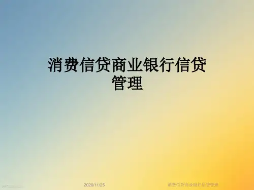 消费信贷商业银行信贷管理