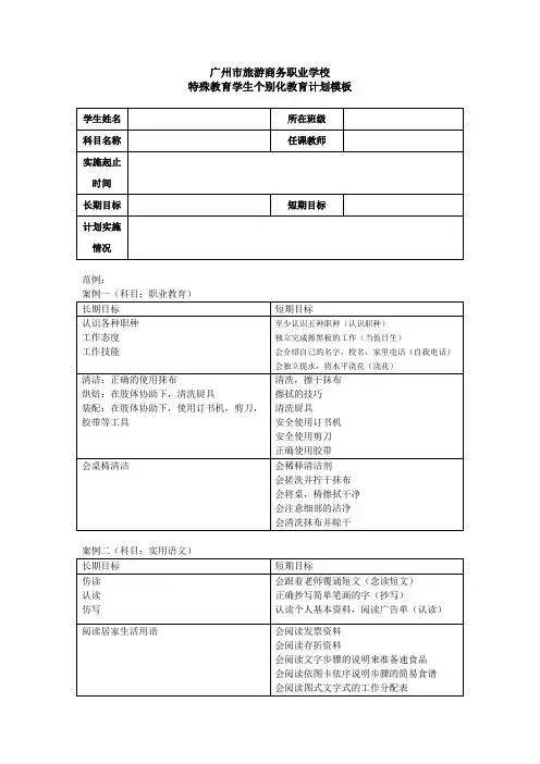 个别化教育计划模板