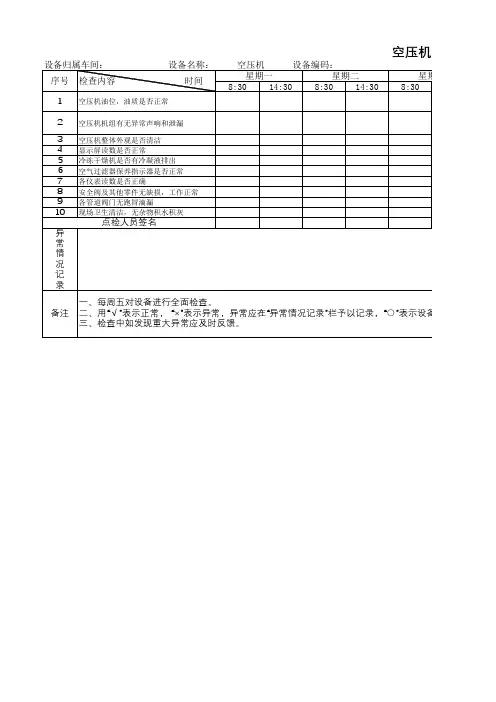 空压机点检表