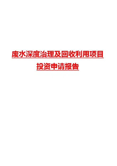 废水深度治理及回收利用项目投资申请报告word