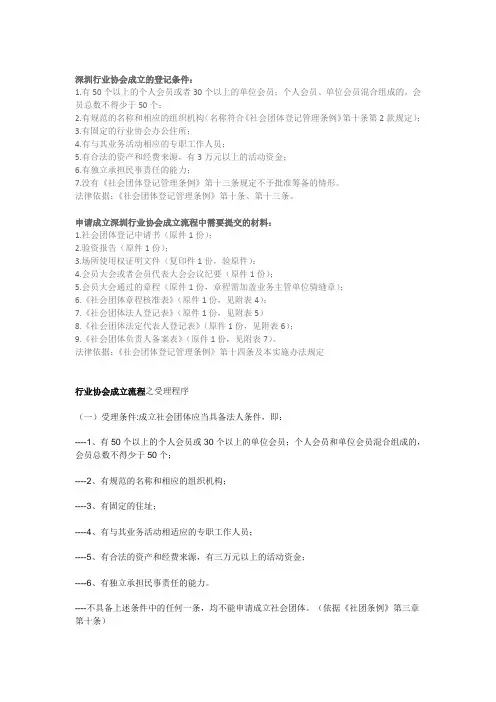 行业协会成立的登记条件