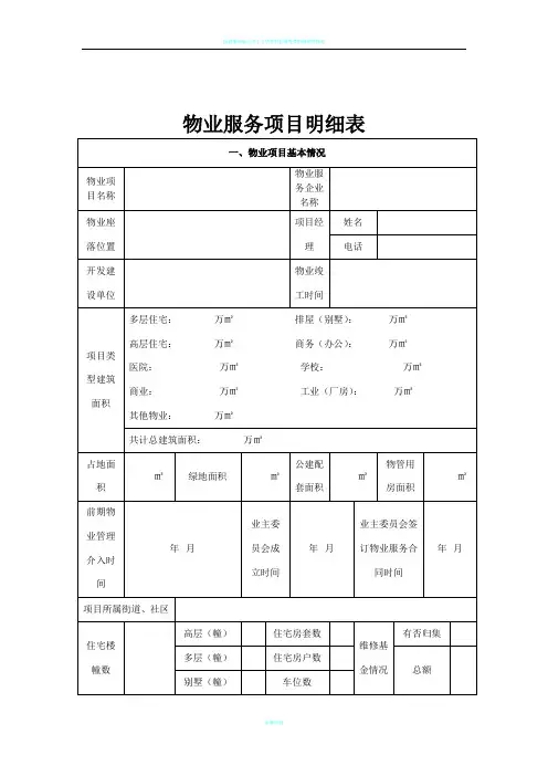 物业服务项目明细表