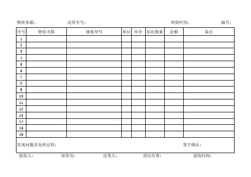 到货登记验收表格