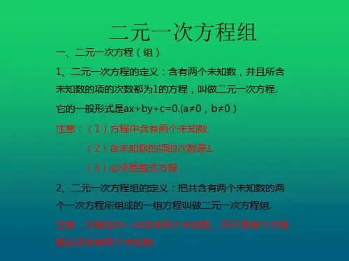 二元一次方程的定义     解二元一次方程组