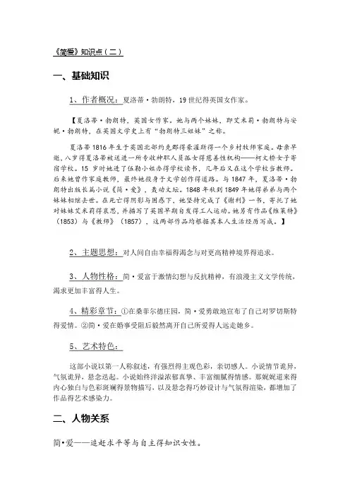 简爱名著知识点