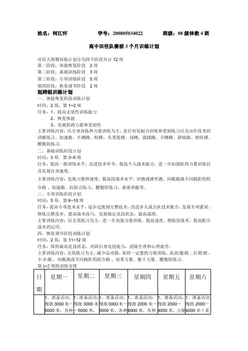 田径训练计划