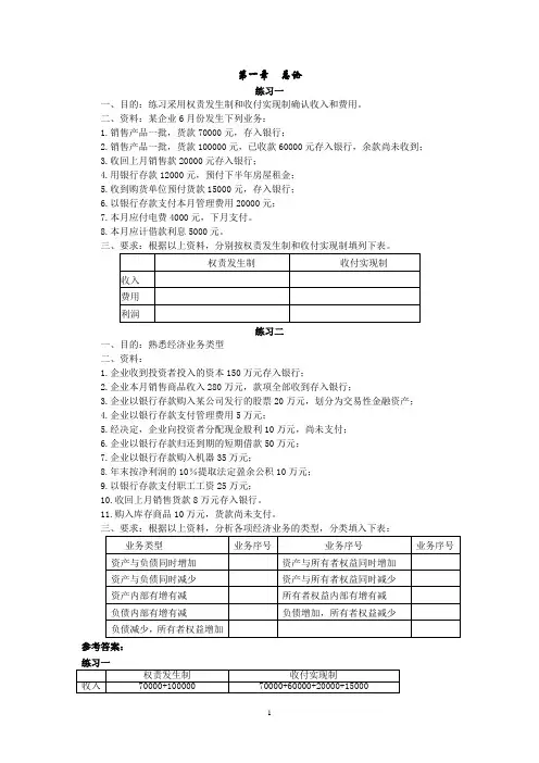 会计学练习题(业务题)汇总