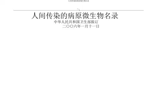 人间传染病原微生物目录