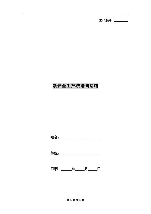 新安全生产法培训总结