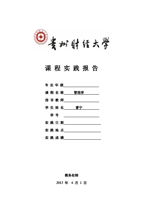 《管理学》课程实践报告