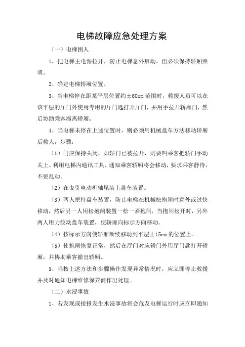 电梯故障应急处理方案