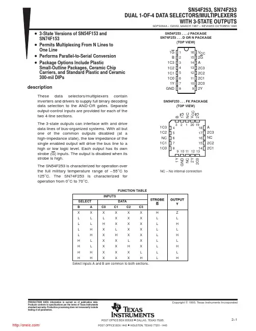 SN74F253DR;SN74F253DRE4;SN74F253DRG4;SN74F253N;SN74F253NE4;中文规格书,Datasheet资料