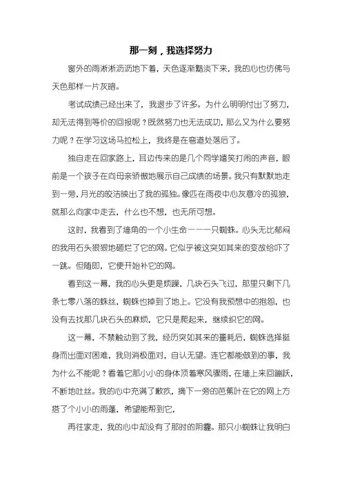 初二作文：那一刻,我选择努力作文600字