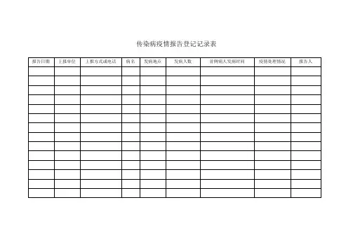传染病疫情报告登记记录表