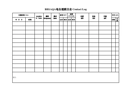 短波电台通联日志标准样表